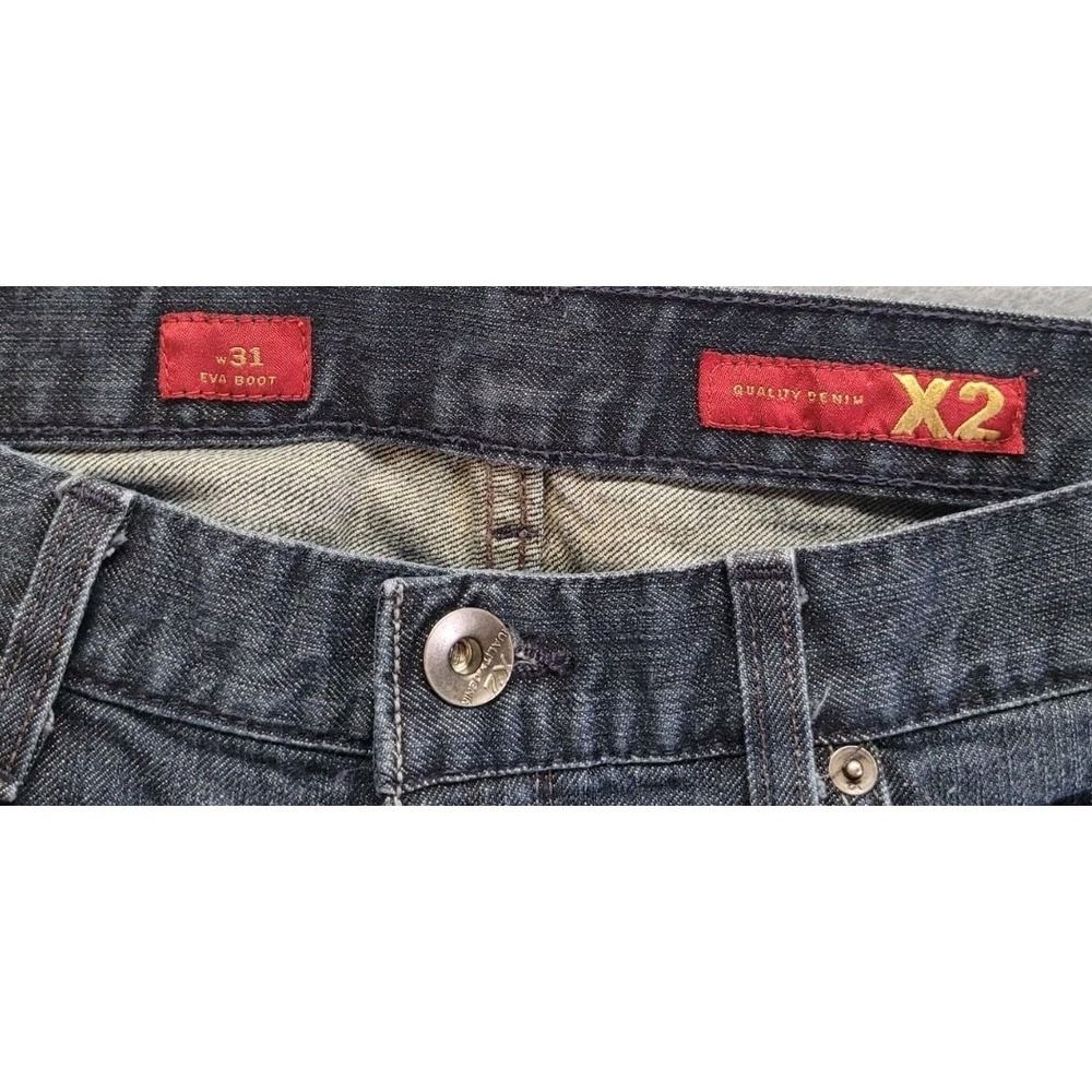 X2 Women’s Boot Cut Jeans in Medium Blue with Dark Stitching - Picture 9 of 10